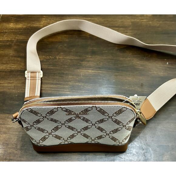 Michael Kors Jet Set Charm Large Dome Crossbody with Web Strap Natural $198 NWT - Picture 5 of 7